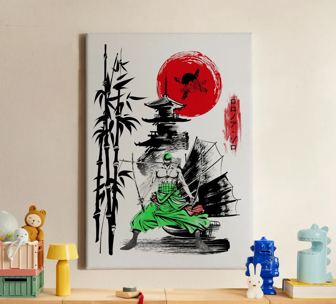 Roronoa Zoro tela con Cornice a cassetta da Neonartstudio