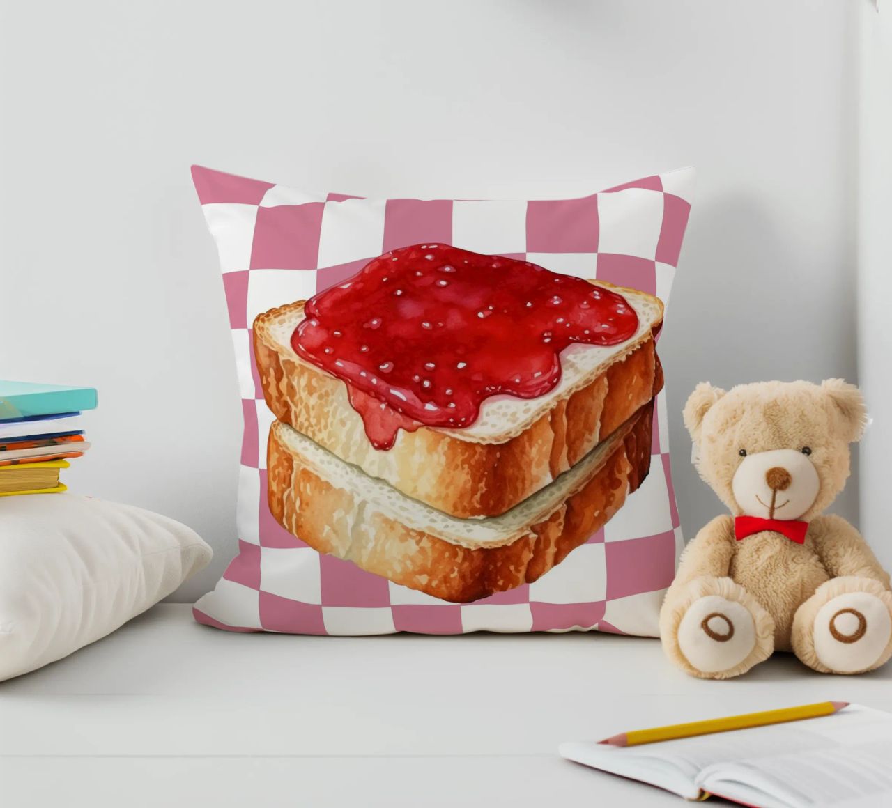 stack of three slices of toast cuscino da ramosashop