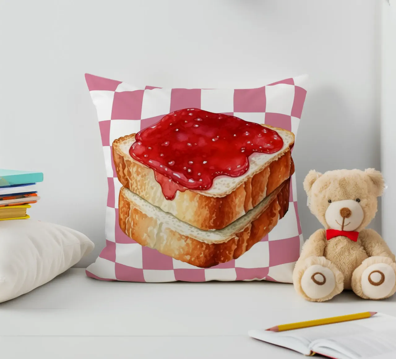stack of three slices of toast coussin de ramosashop