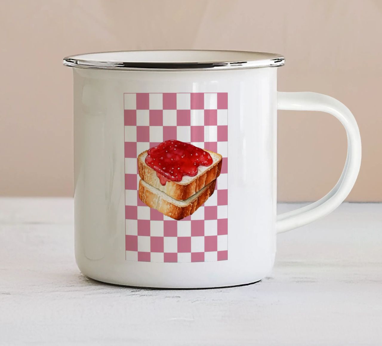 stack of three slices of toast Emaille Tasse von ramosashop