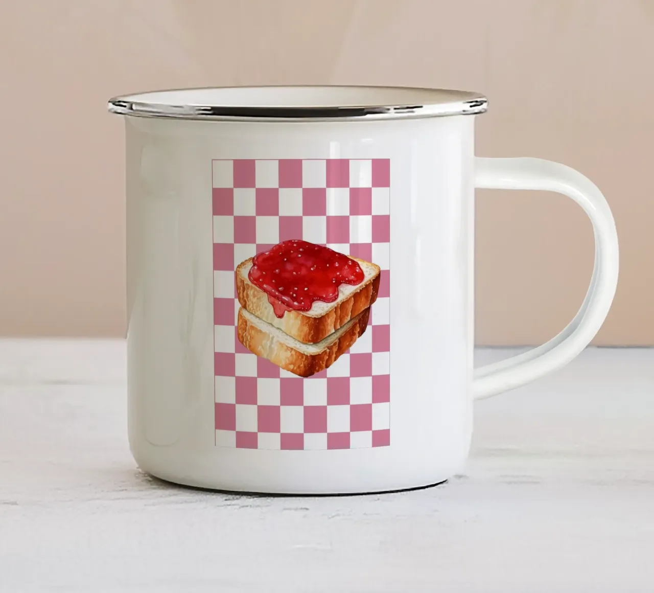 stack of three slices of toast Emaille Tasse von ramosashop