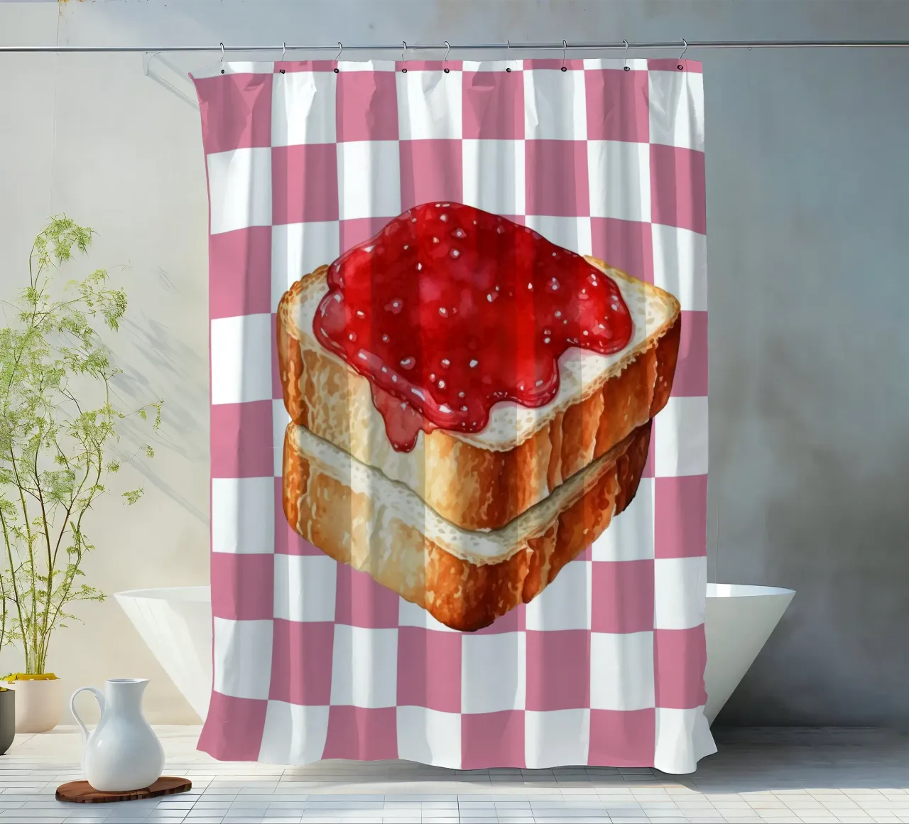 stack of three slices of toast Duschvorhang von ramosashop