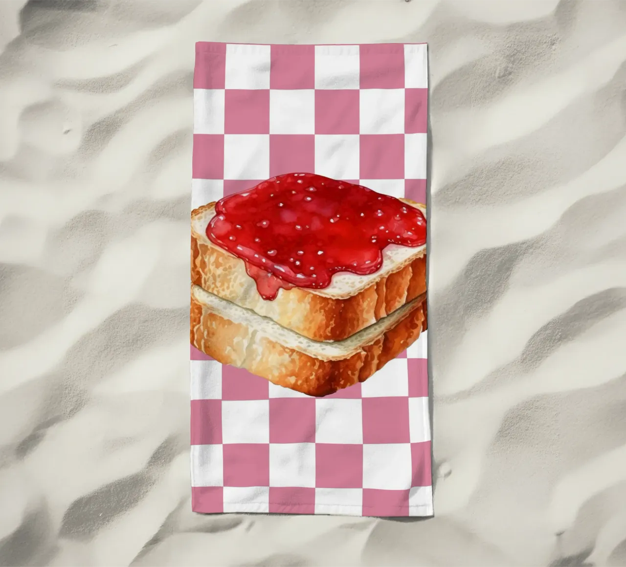 stack of three slices of toast serviette de plage de ramosashop
