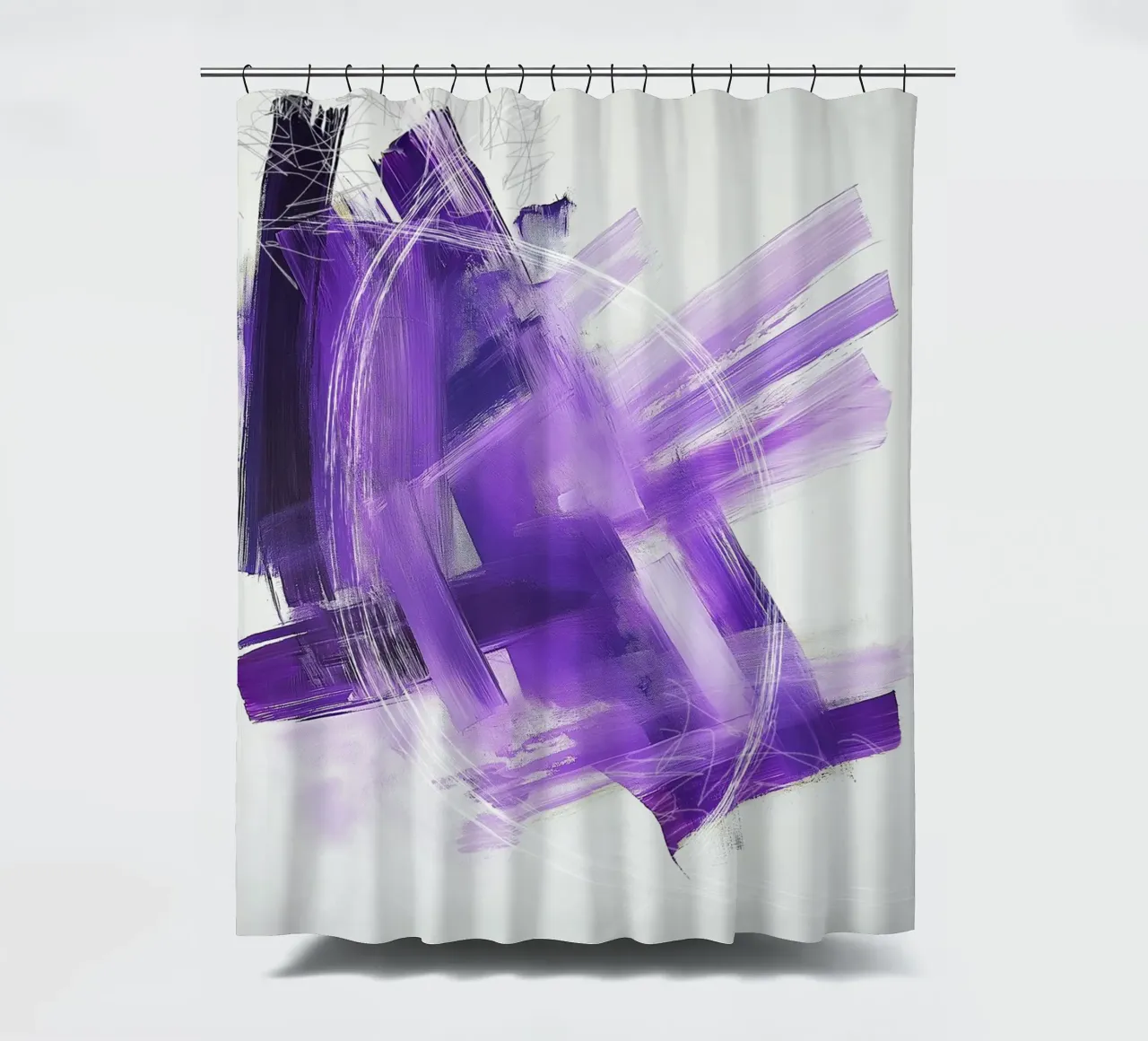 Moderne abstrakte lila Pinselstrich Kunst - Minimalistisch strukturiert Duschvorhang von Abstractly Yours