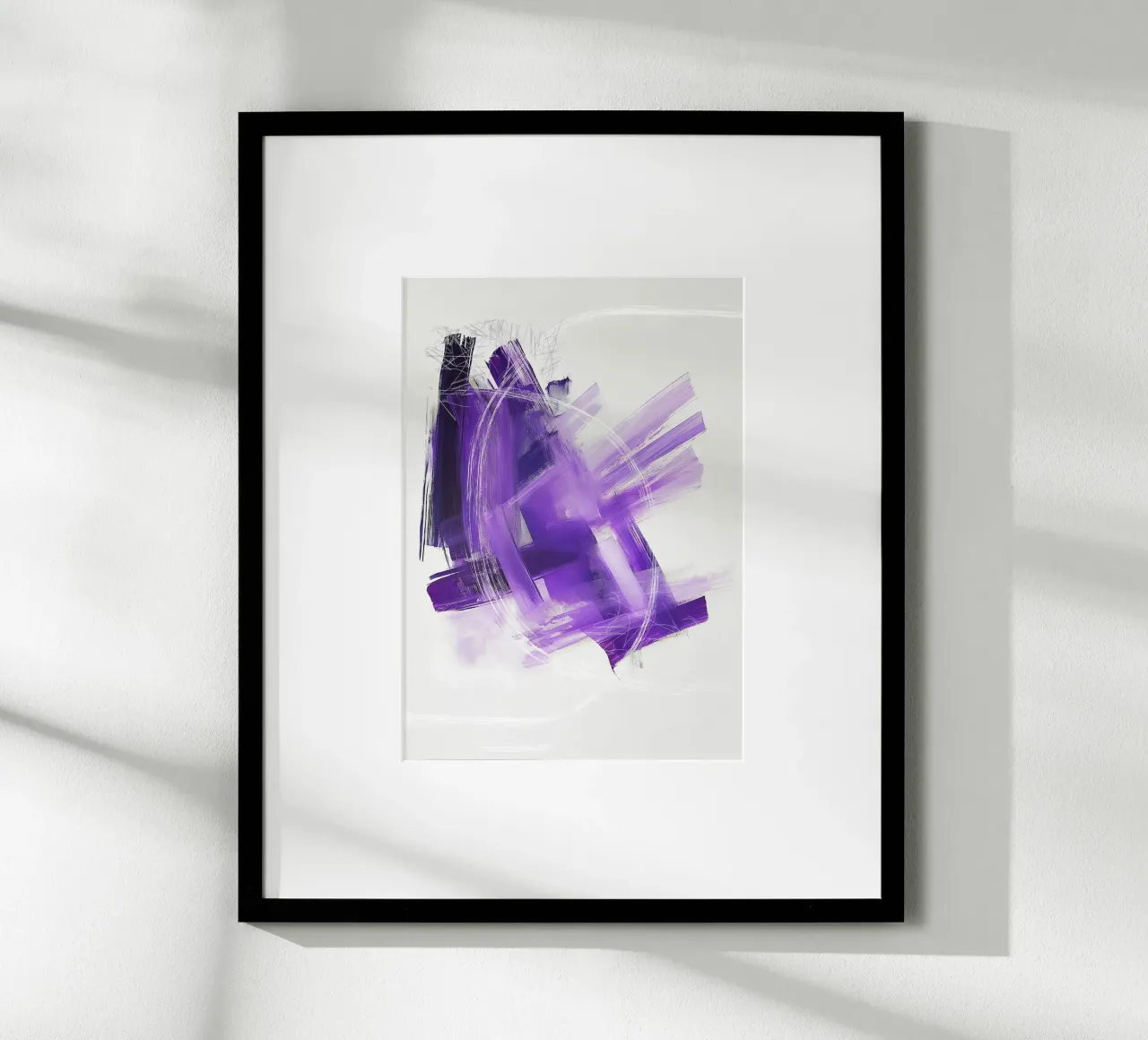 Arte astratta moderna con pennellate di viola - texture minimalista carta hahnemühle da Abstractly Yours