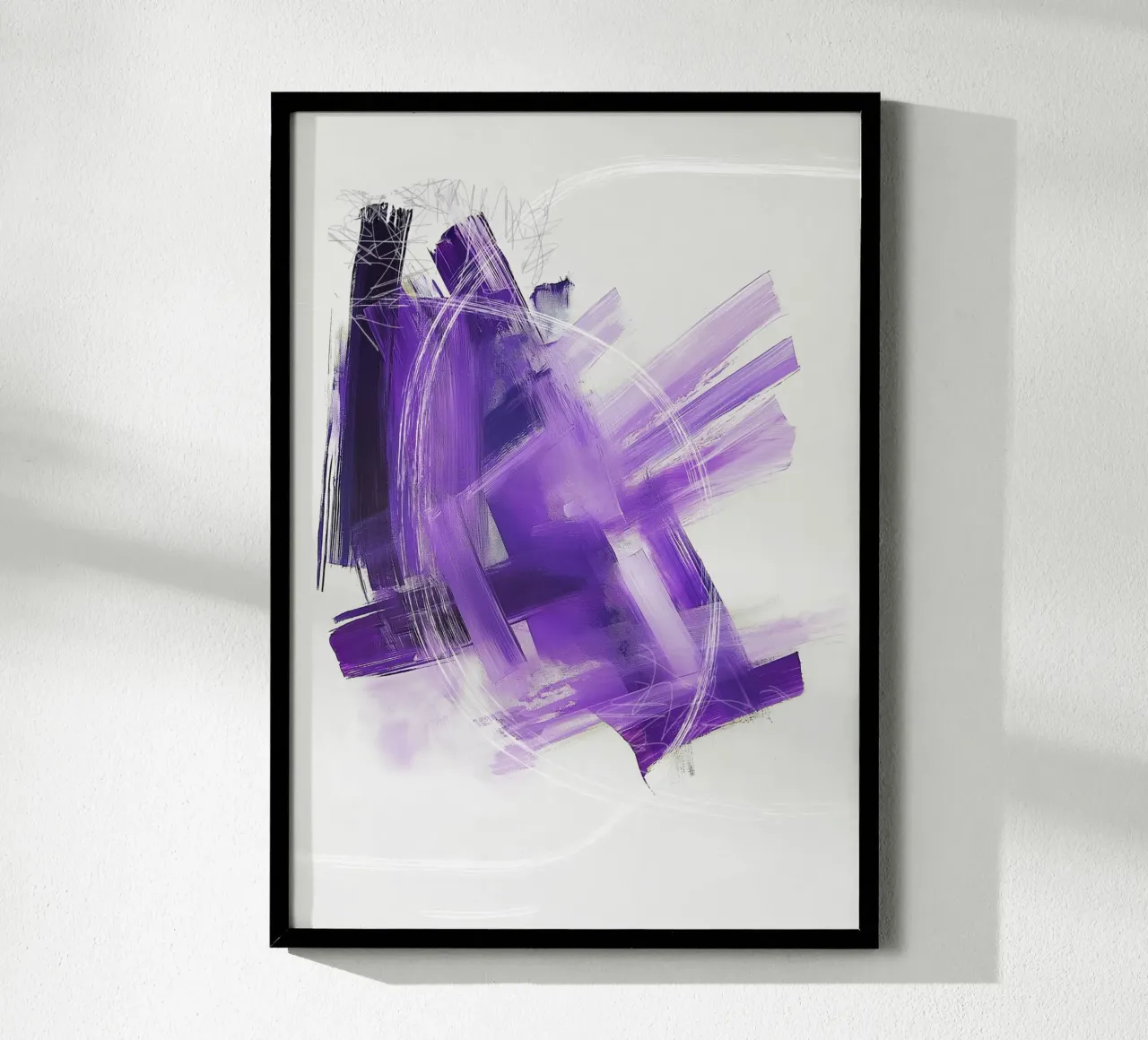 Arte astratta moderna con pennellate di viola - texture minimalista carta hahnemühle da Abstractly Yours