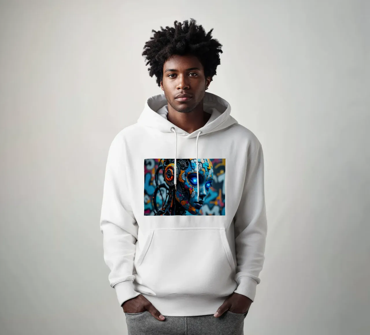 Robot cibernetico femminile felpa con cappuccio da 🎁 NOBELART