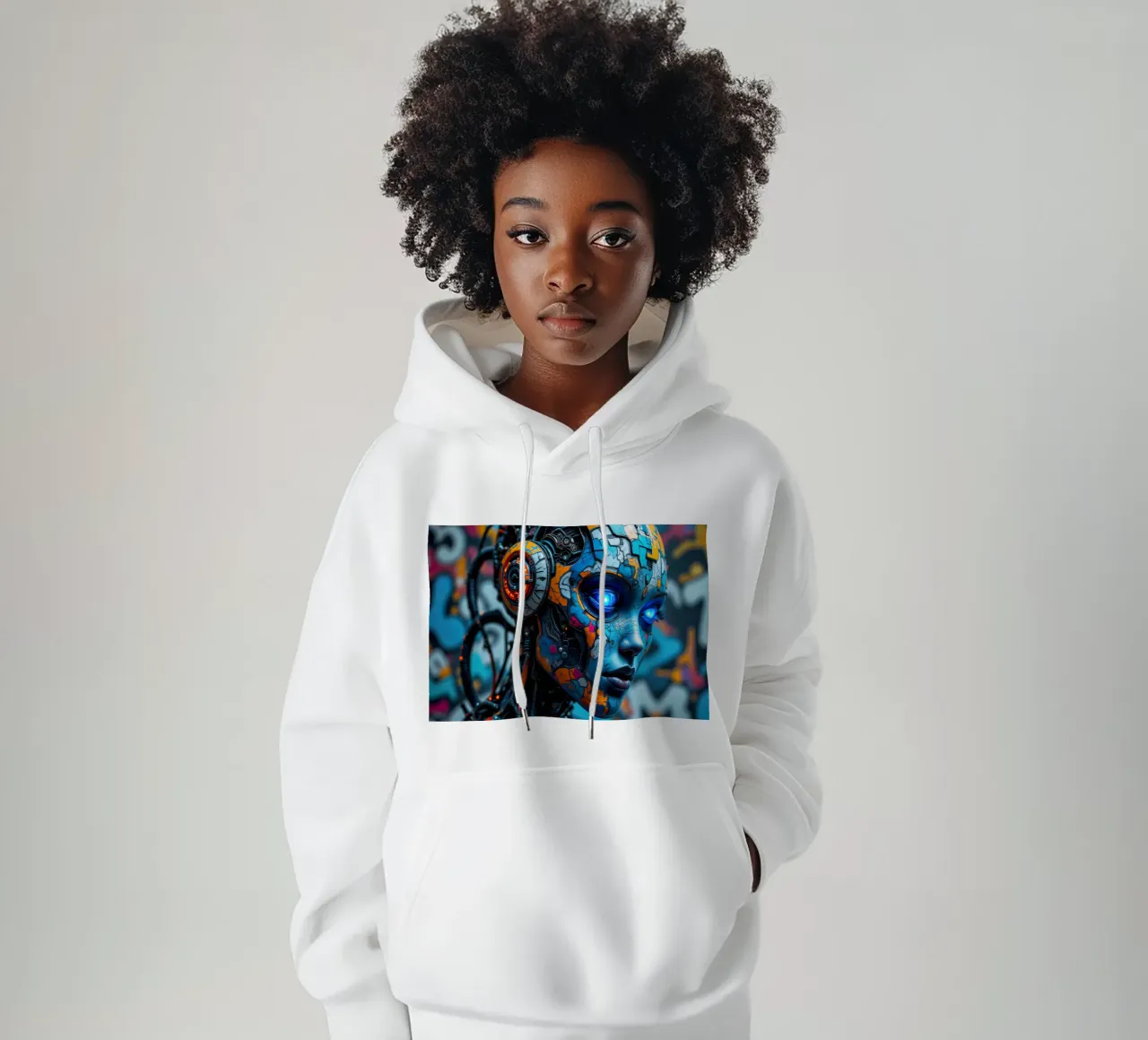 Robot cibernetico femminile felpa con cappuccio da 🎁 NOBELART