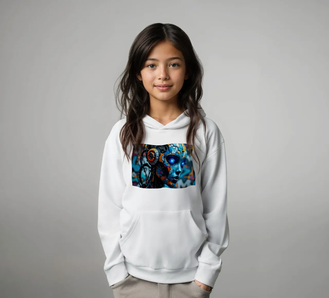 Robot cibernetico femminile felpa bambino con cappuccio da ARTVI-SHOP