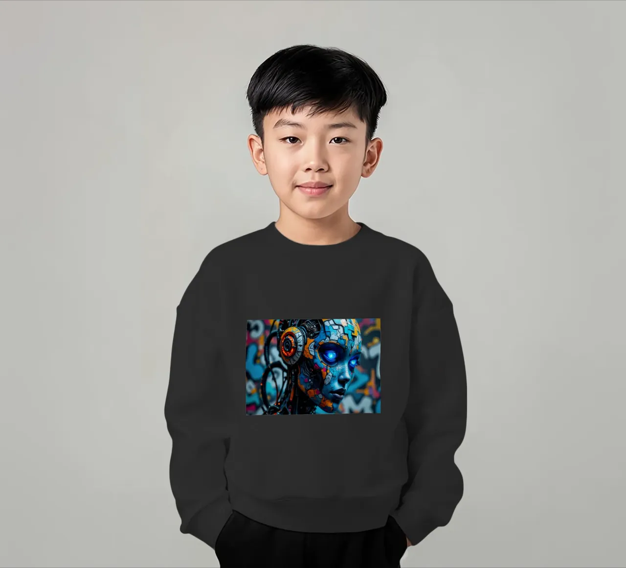 Robot cibernetico femminile felpa bambino da 🎁 NOBELART