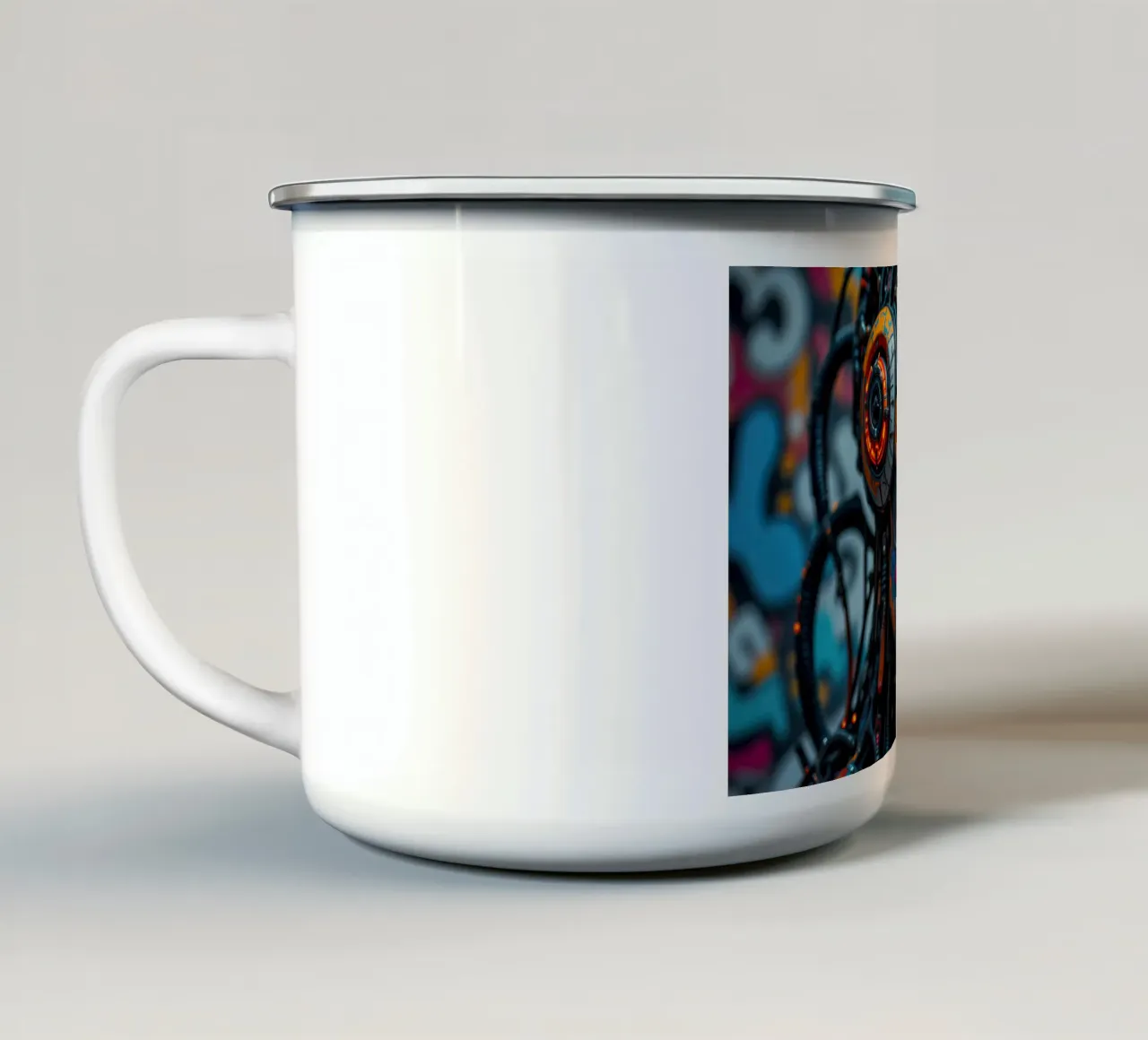 Robot cibernetico femminile tazza in smalto da ARTVI-SHOP