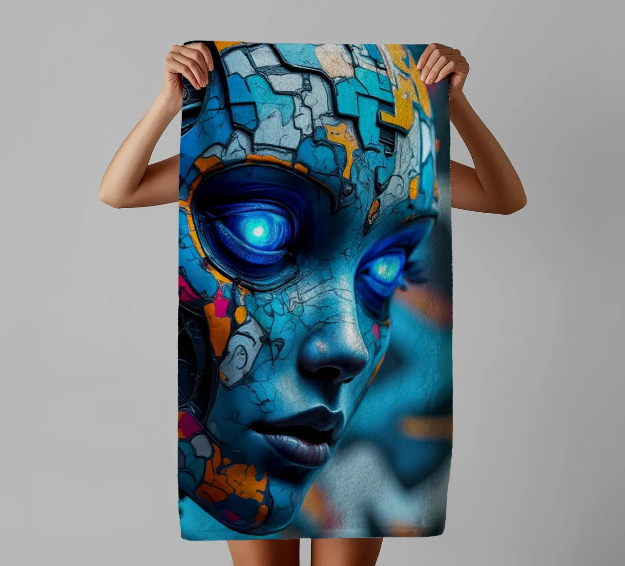 Robot cibernetico femminile asciugamano da bagno da 🎁 NOBELART