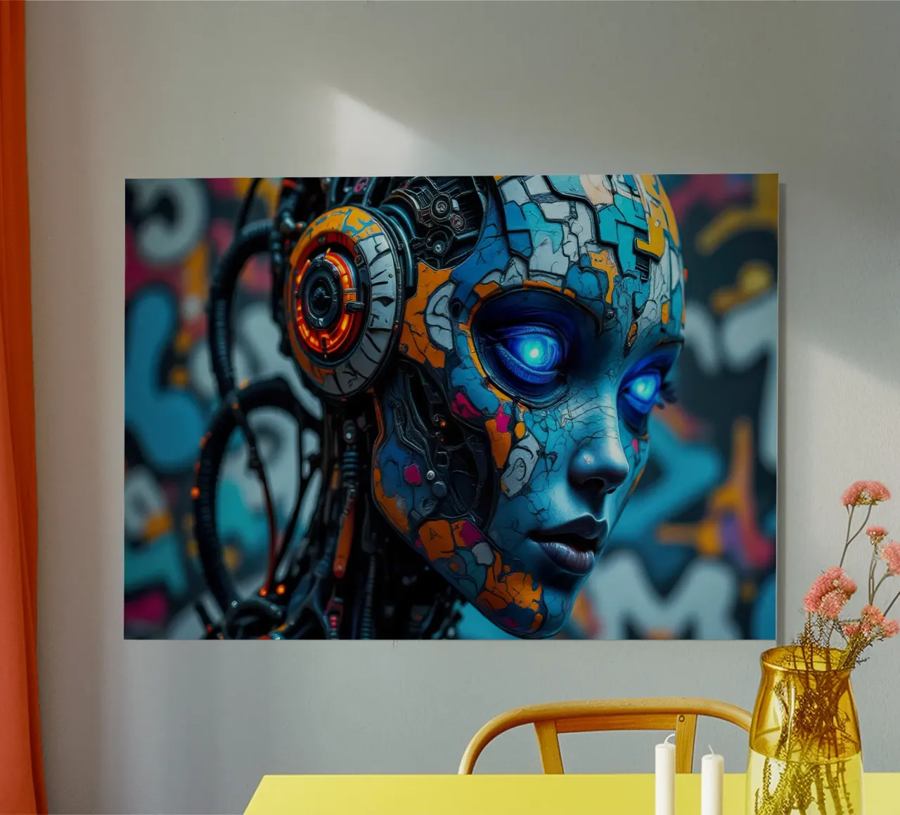Robot cibernetico femminile alluminio dibond da ARTVI-SHOP