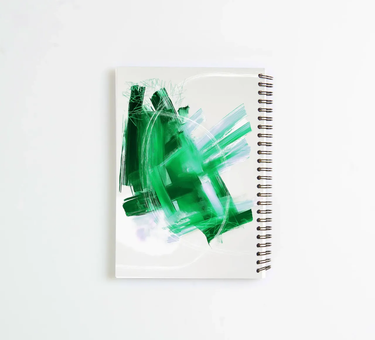 Modern Abstract Green Brushstroke Art - Minimalist Textured spiral notebook by Abstractly Yours