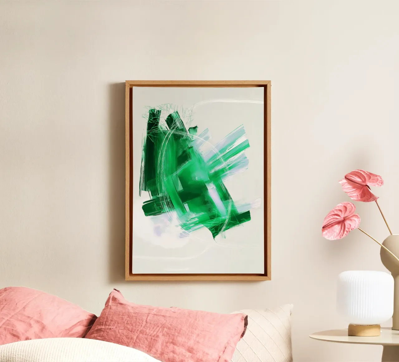 Modern Abstract Green Brushstroke Art - Minimalist Textured canvas by Abstractly Yours