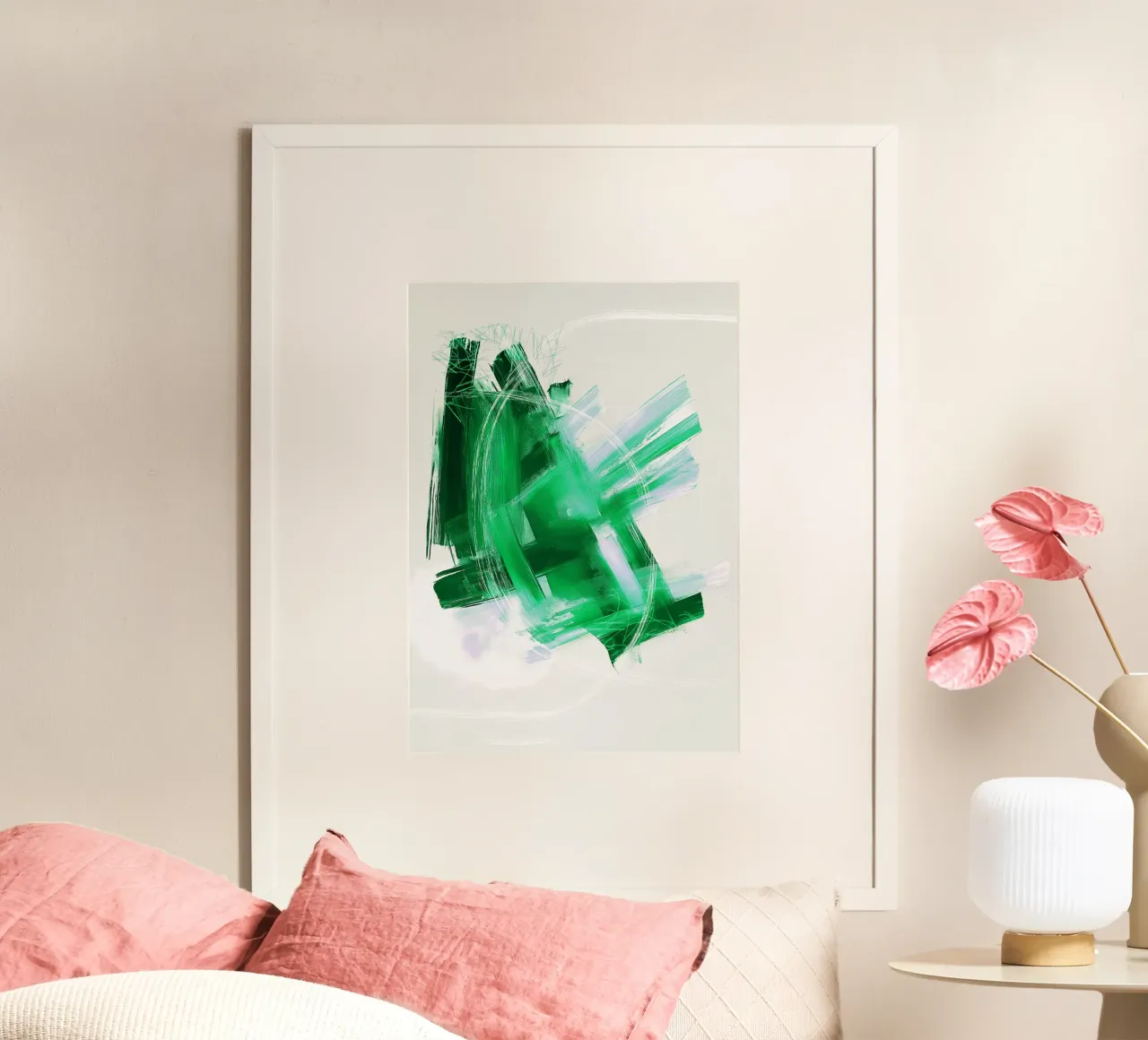 Moderne abstrakte grüne Pinselstrich-Kunst - Minimalistisch strukturiert Hahnemühle von Abstractly Yours