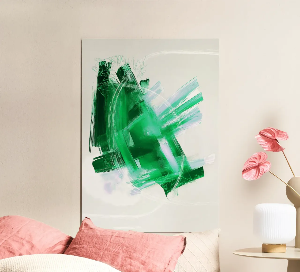 Moderne abstrakte grüne Pinselstrich-Kunst - Minimalistisch strukturiert Hahnemühle von Abstractly Yours