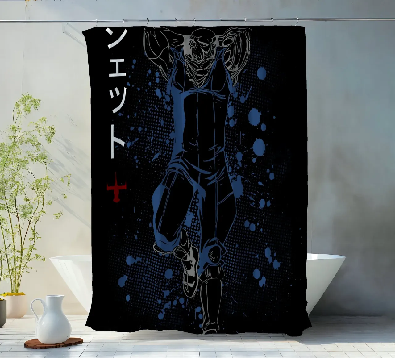 Jet Black 1 shower curtain by Neonartstudio