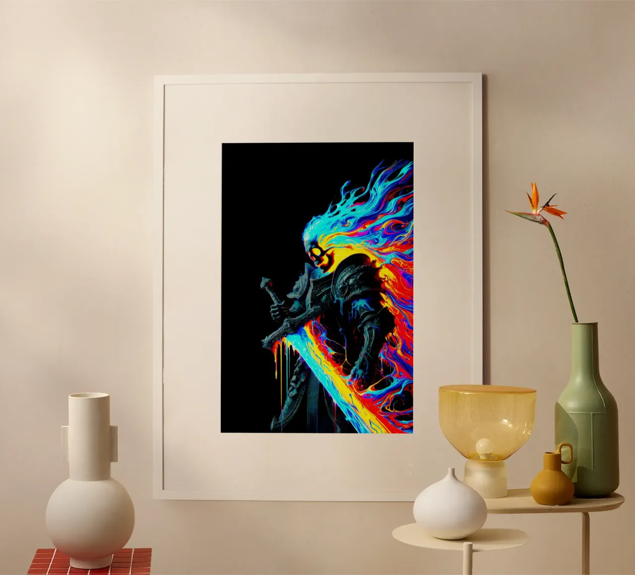 Guardiano dello spazio poster con telaio in legno da Metallic Meltdown