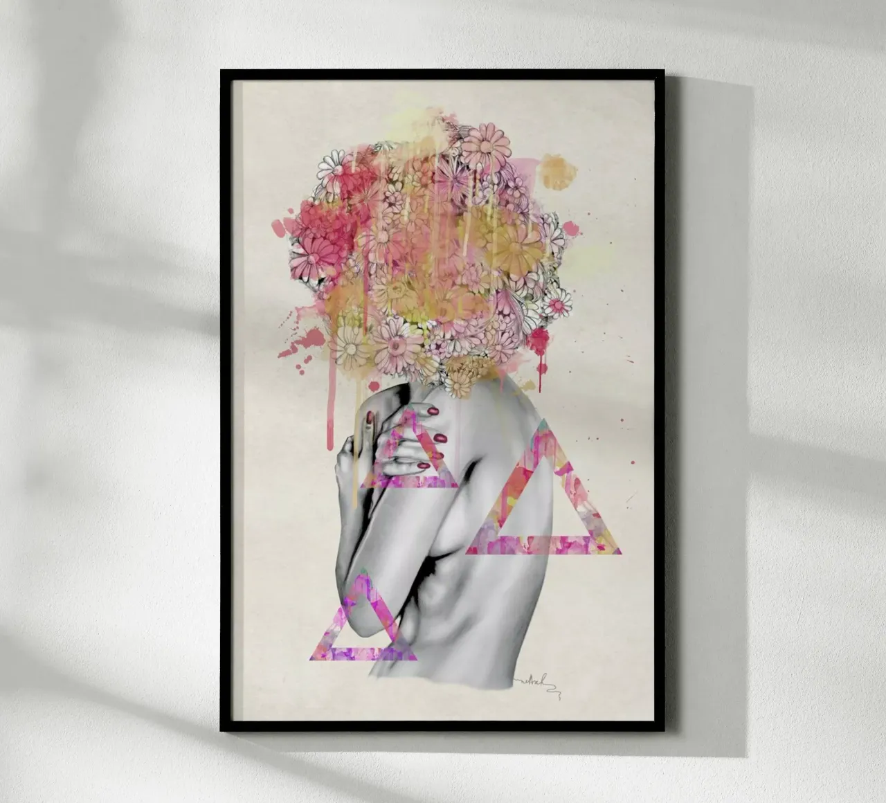 Delicate Flower poster con telaio in legno da Nettsch