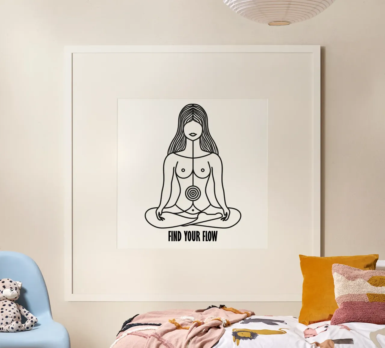 Find Your Flow | Yoga & Meditation Logo poster con telaio in plastica da Autofocus