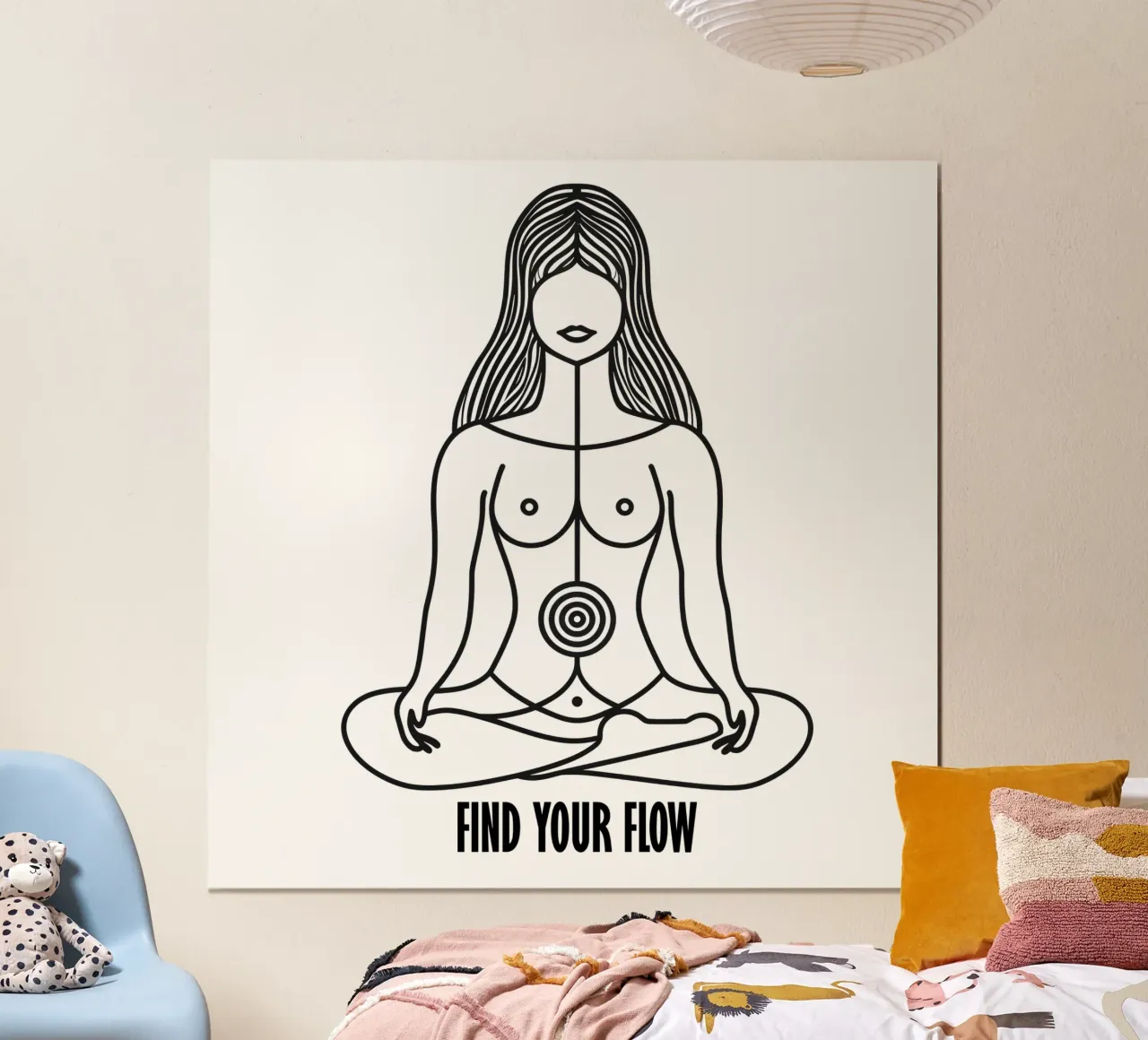 Find Your Flow | Yoga & Meditation Logo poster con telaio in plastica da Autofocus