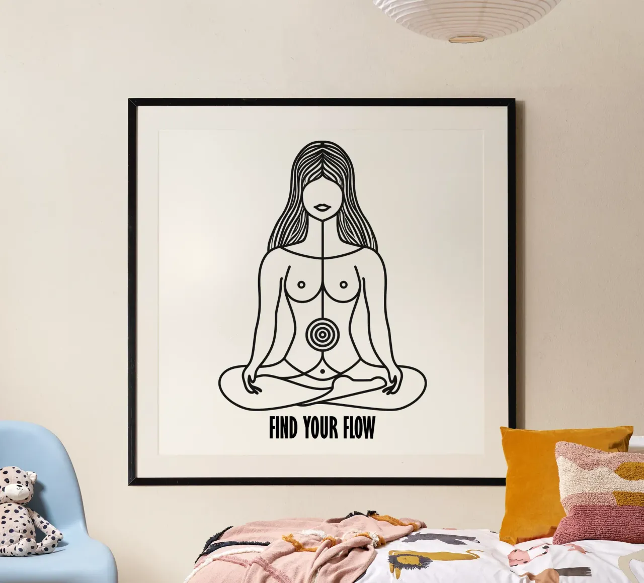 Find Your Flow | Yoga & Meditation Logo poster con telaio in plastica da Autofocus