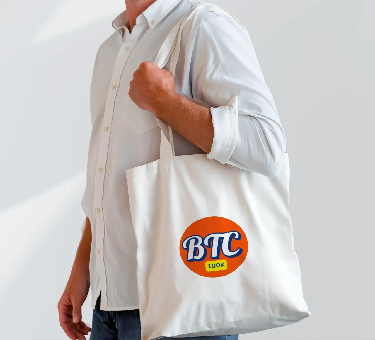BTC_Orange_100K tote bag by Crypto_Jungle