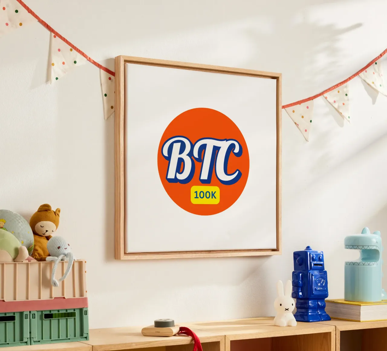 BTC_Orange_100K tela con Cornice a cassetta da Crypto_Jungle