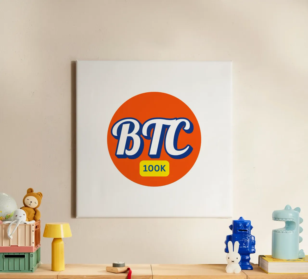 BTC_Orange_100K tela con Cornice a cassetta da Crypto_Jungle