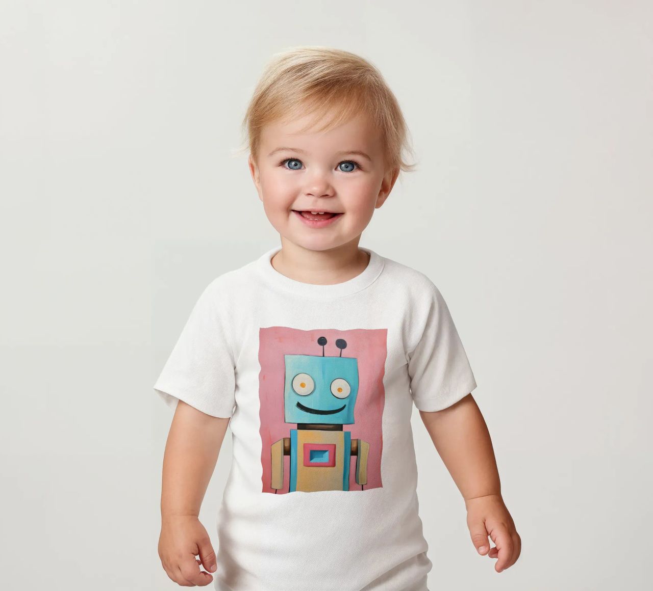 Robot sorridente maglietta neonato da KidzStudio
