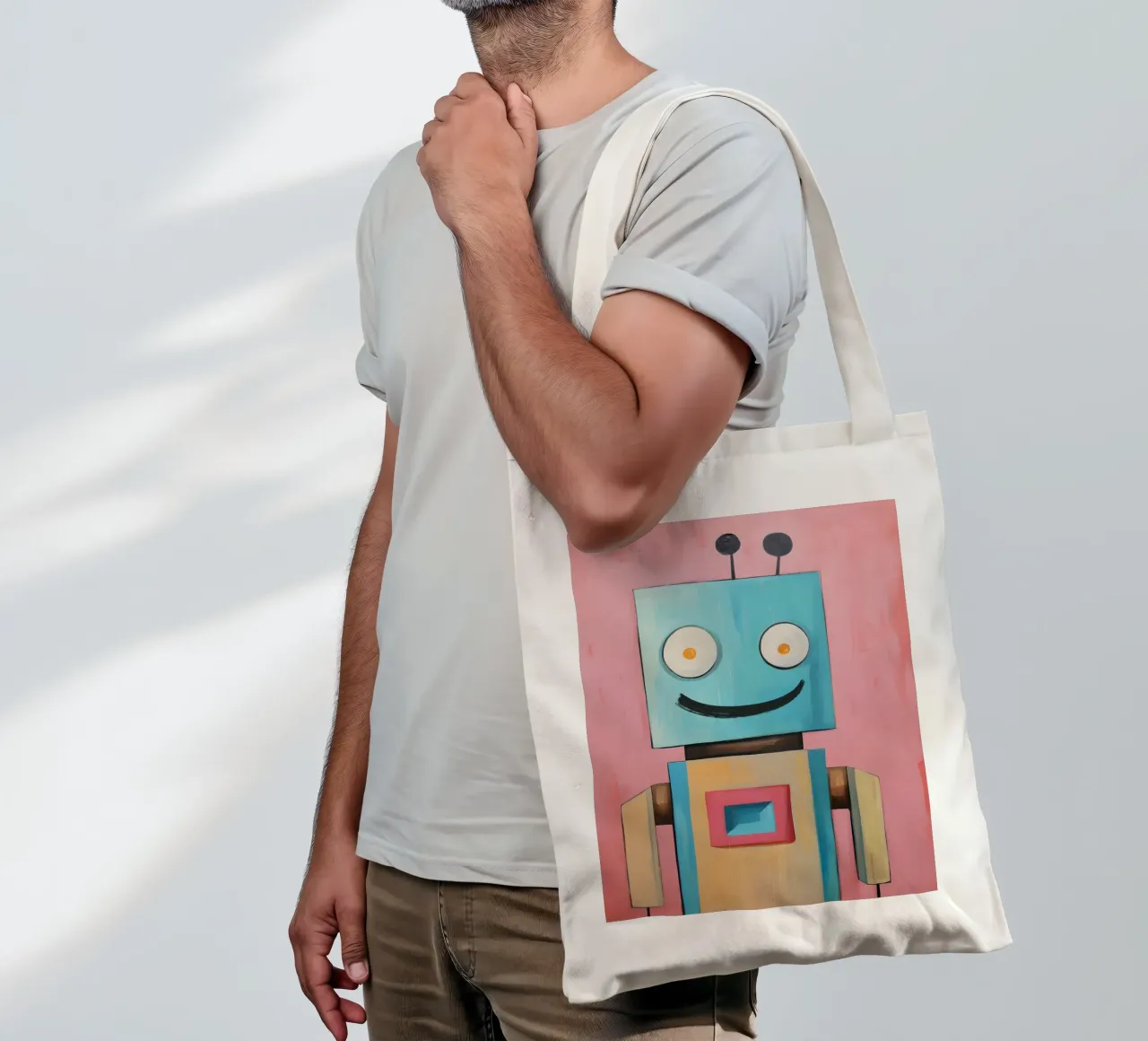 Robot sorridente borsa in juta da KidzStudio