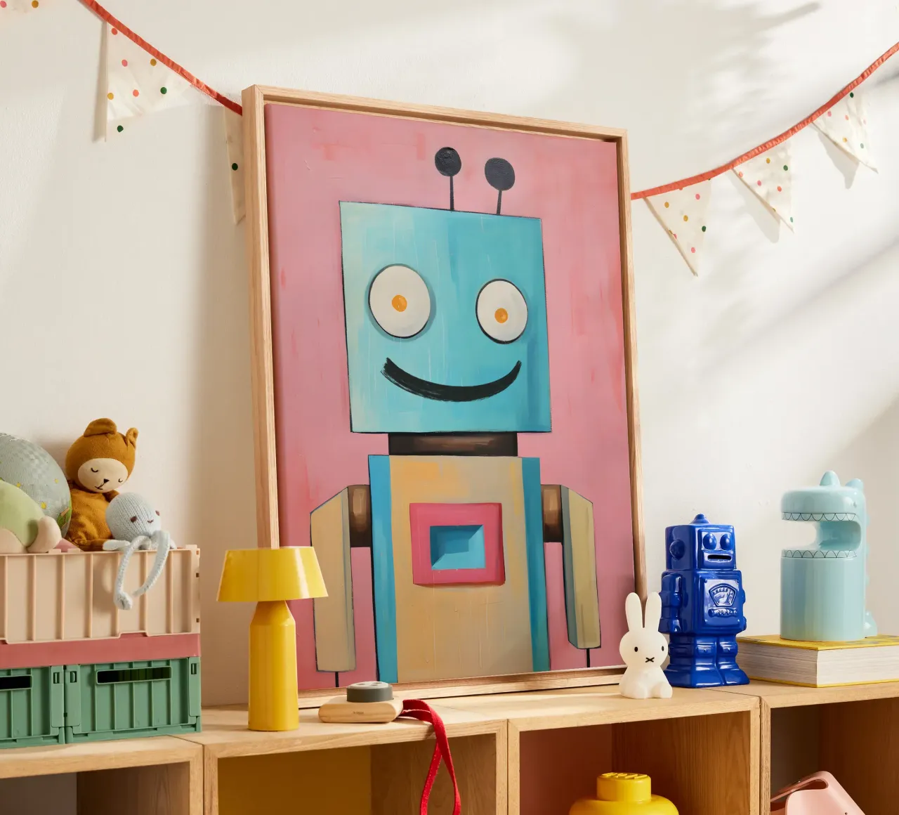 Lächelnder Roboter Leinwand von KidzStudio