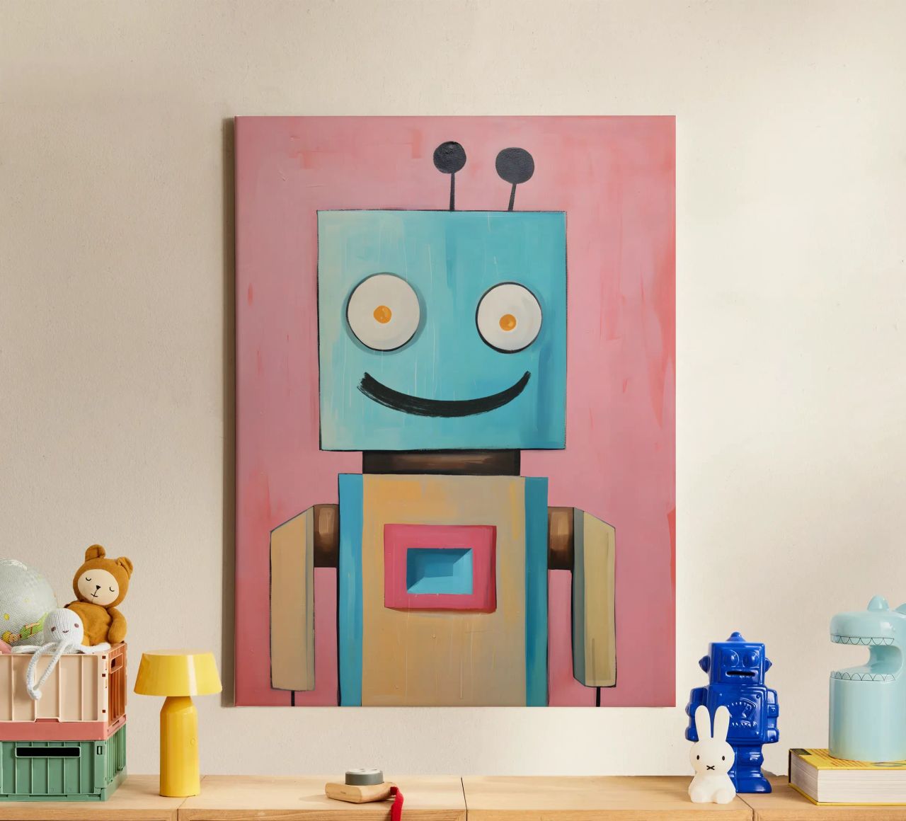 Smiling Robot canvas by KidzStudio