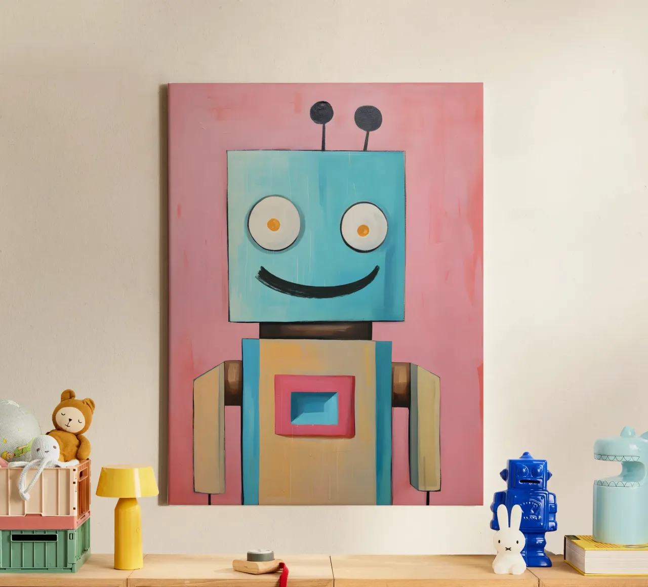 Smiling Robot canvas by KidzStudio