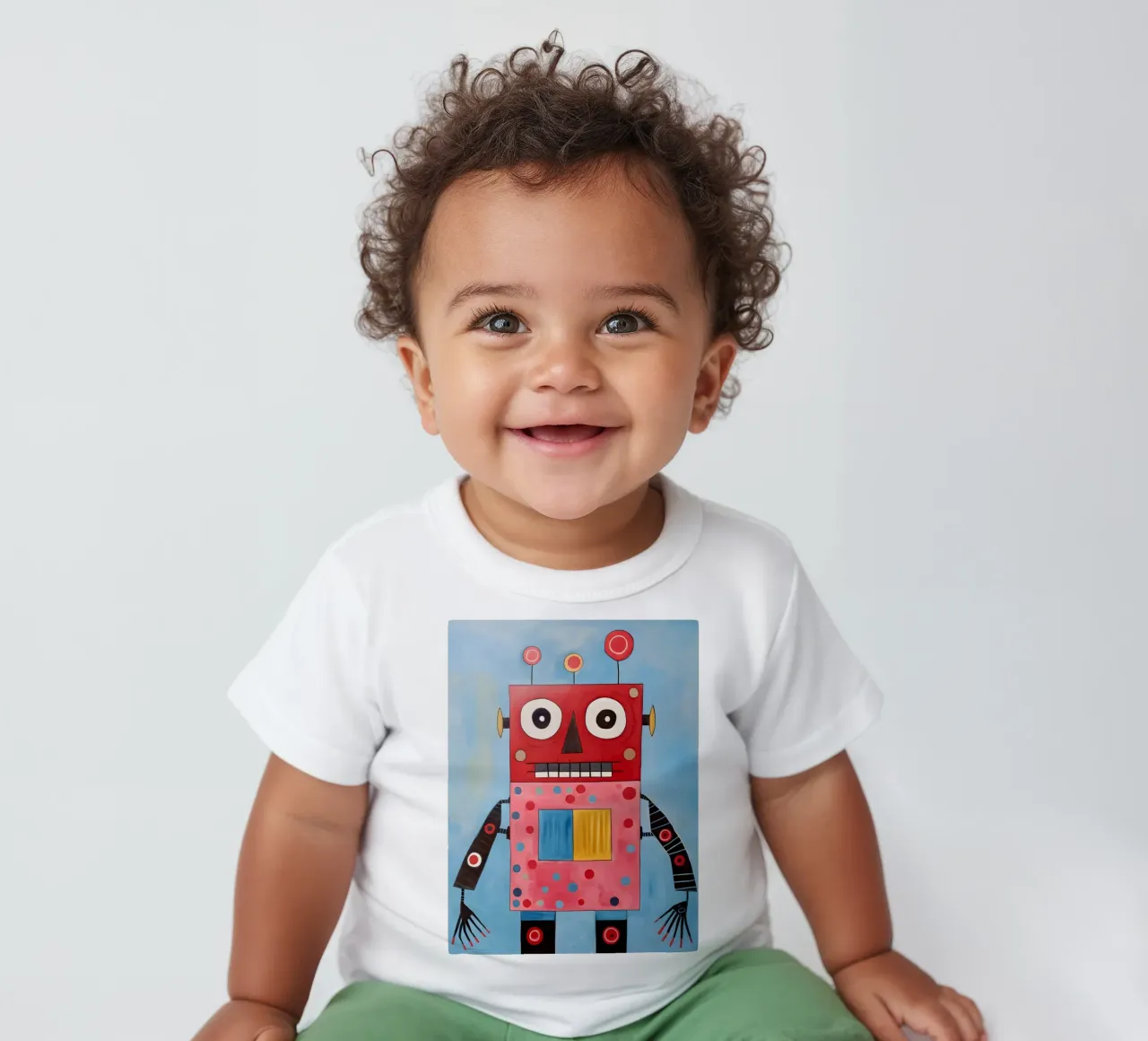 Robot de lunares camiseta de bebé de KidzStudio