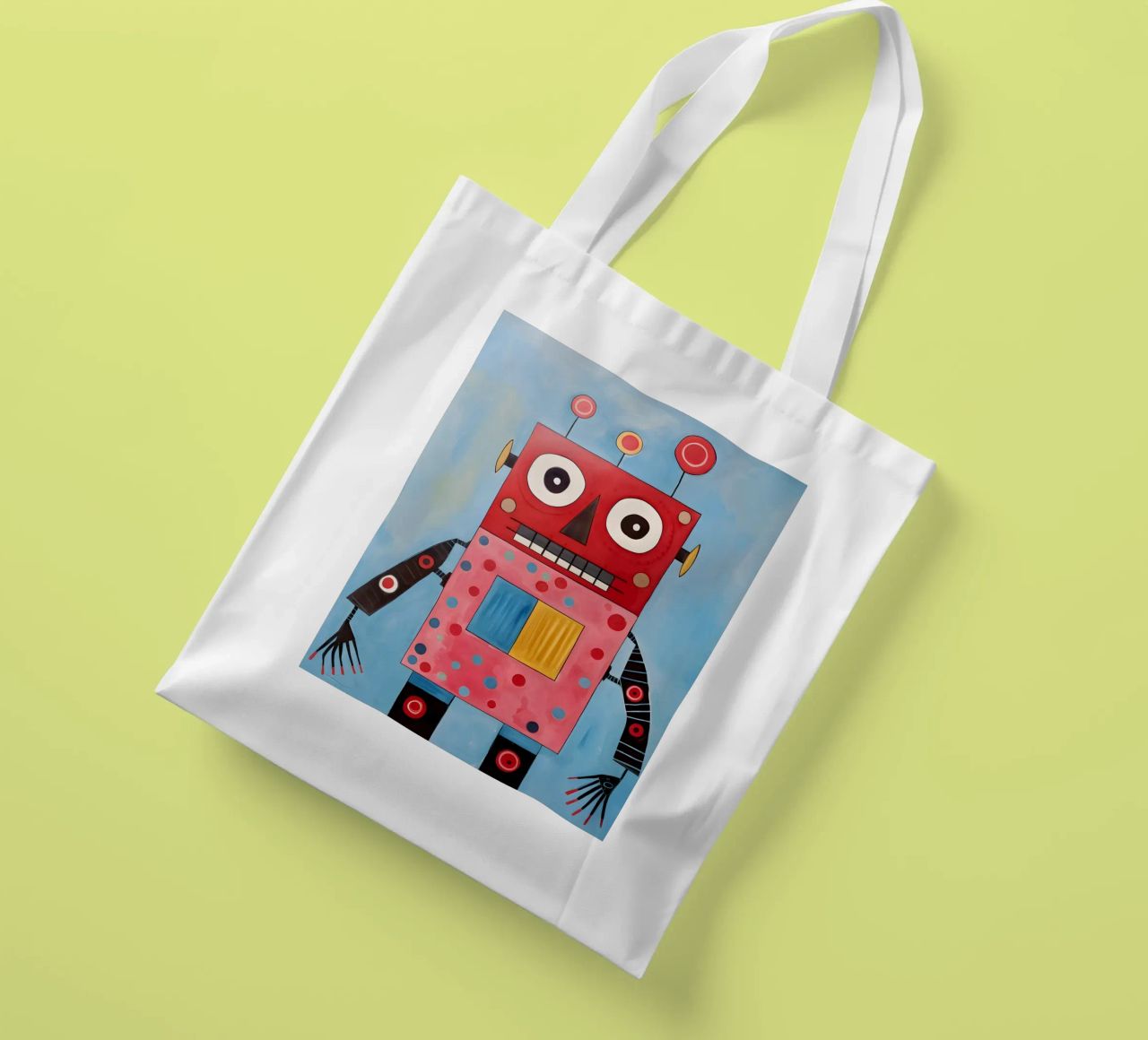 Robot a pois borsa in juta da KidzStudio