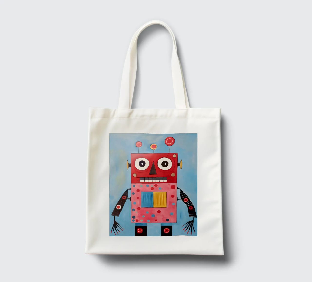 Robot a pois borsa in juta da KidzStudio