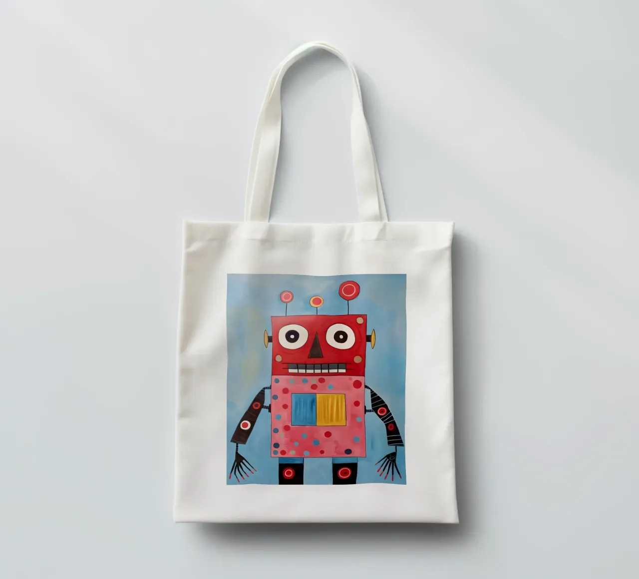 Polka-Dot Robot tote bag by KidzStudio