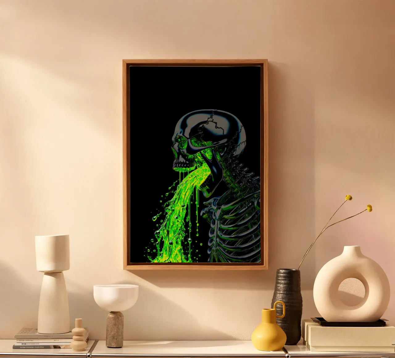 Emerald Poisoning canvas with Floater frame by Metallic Meltdown