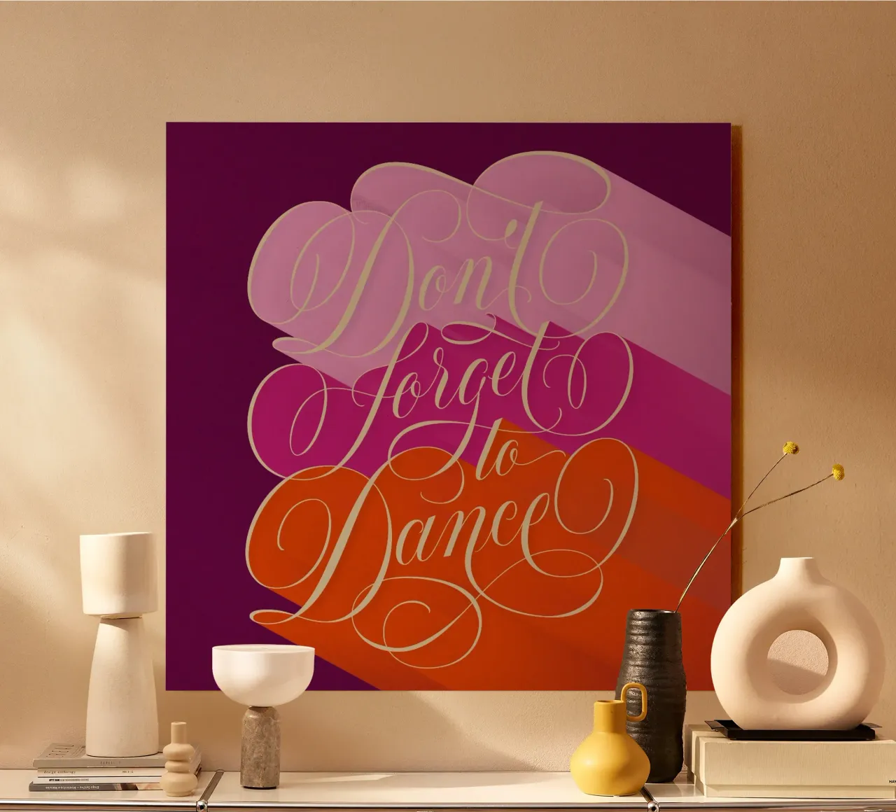 Non dimenticate di ballare. Danzare attraverso la vita. Calligrafia colorata plexiglass da CalliLetters