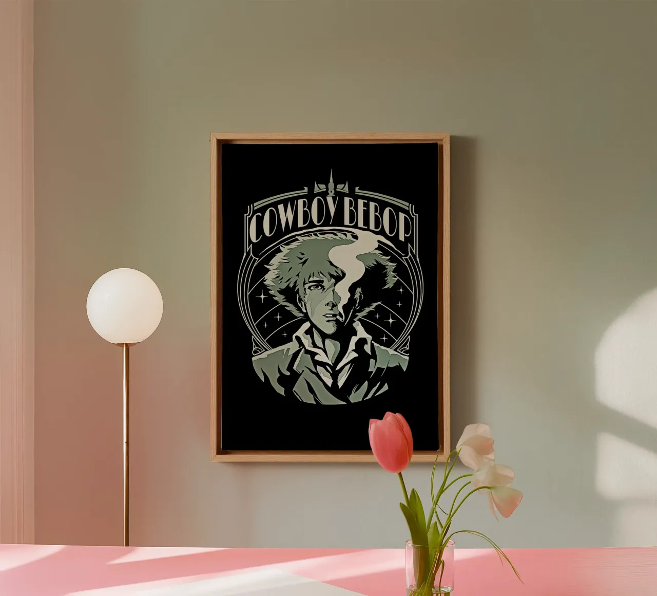 Spike Spiegel canvas met Baklijst van Neonartstudio