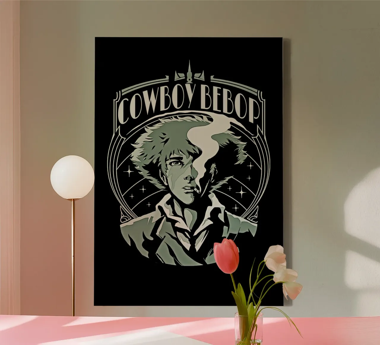 Spike Spiegel canvas met Baklijst van Neonartstudio