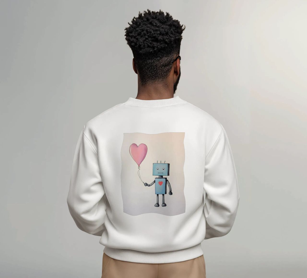 Robot con palloncino a forma di cuore felpa da KidzStudio