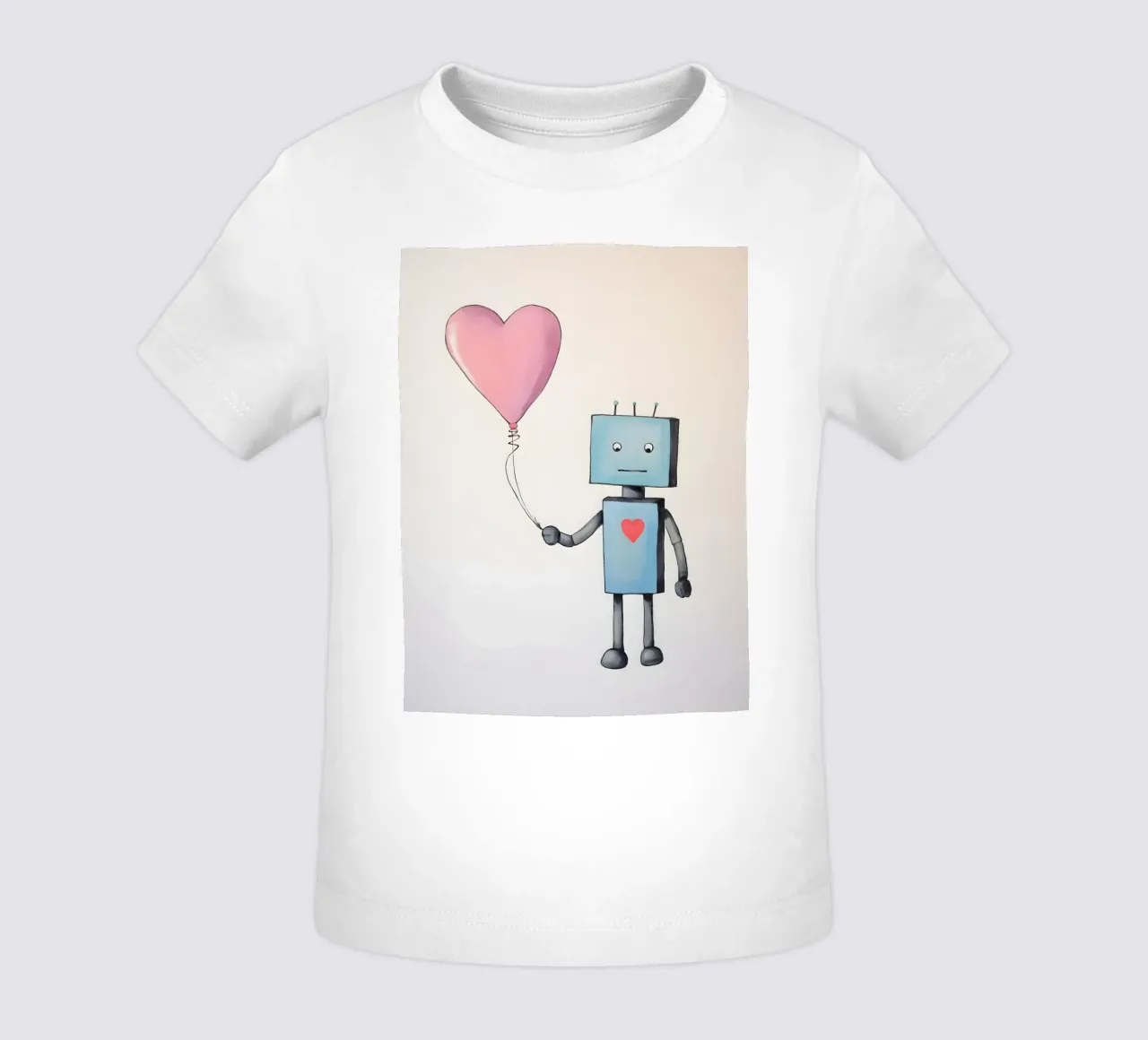 Robot con palloncino a forma di cuore maglietta neonato da KidzStudio