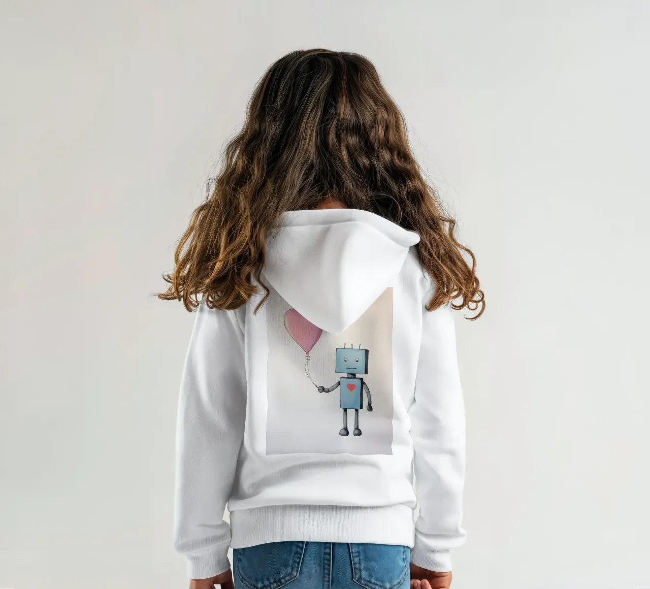 Robot con palloncino a forma di cuore felpa bambino con cappuccio da KidzStudio
