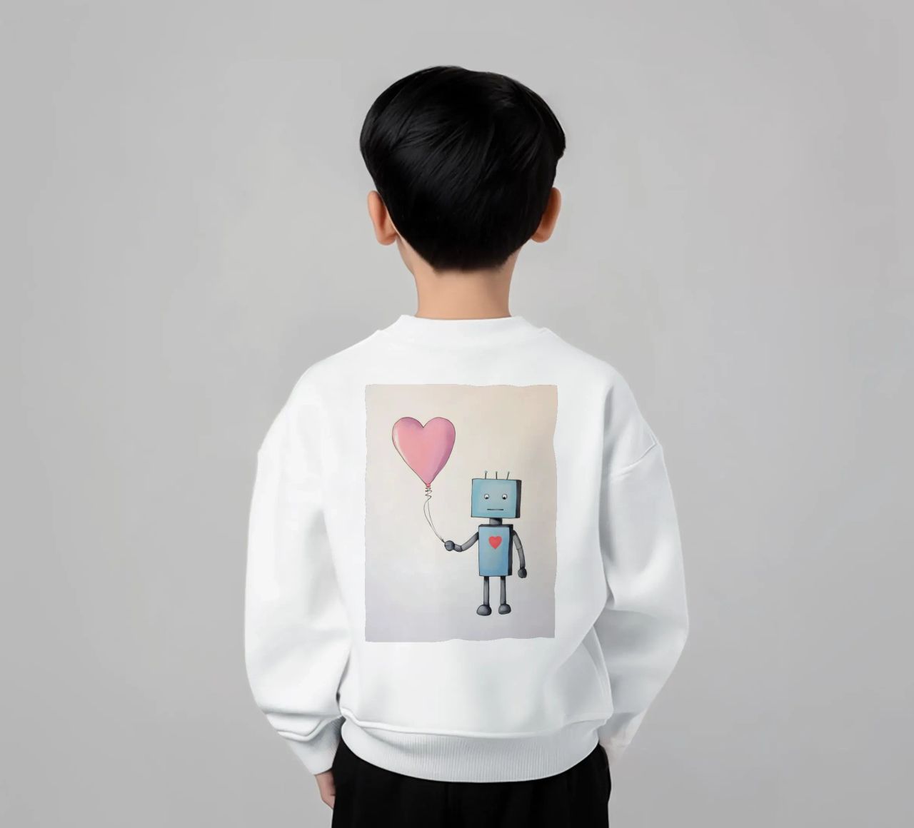 Robot con palloncino a forma di cuore felpa bambino da KidzStudio