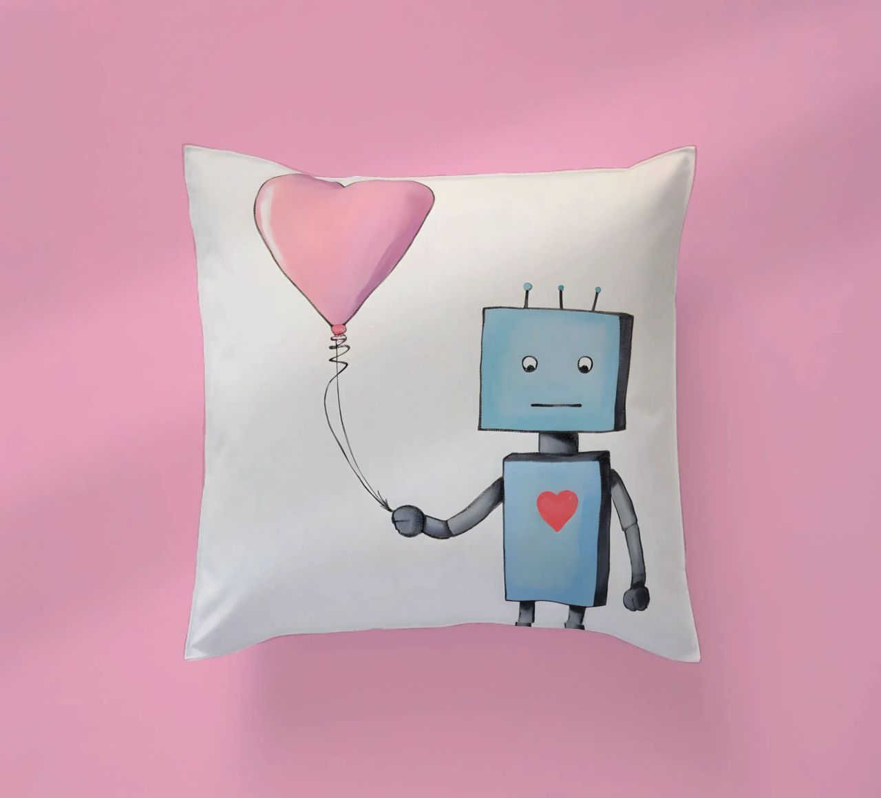 Robot con palloncino a forma di cuore cuscino da KidzStudio