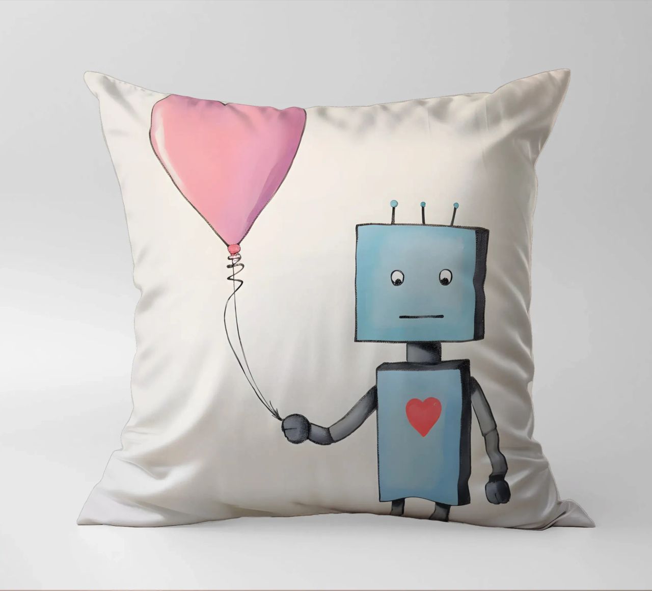 Robot con palloncino a forma di cuore cuscino da KidzStudio