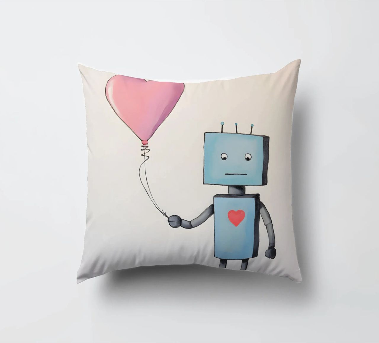 Robot con palloncino a forma di cuore cuscino da KidzStudio